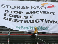 Demonstration at Stora Enso Helsinki headquarters, March 2007